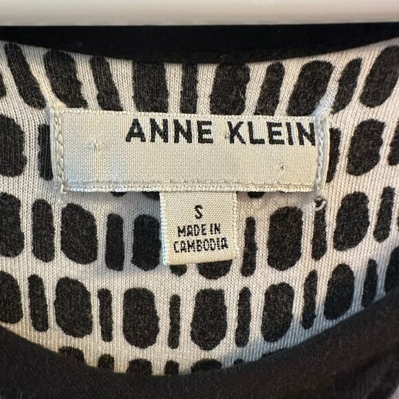 Anne Klein Women's Geometric Shapes White Black Tunic Side Split Small - Picture 2 of 6